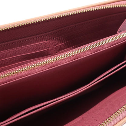 Louis Vuitton Jacquard Denim Zippy Wallet Card Case Pink Leather Gold — view 4