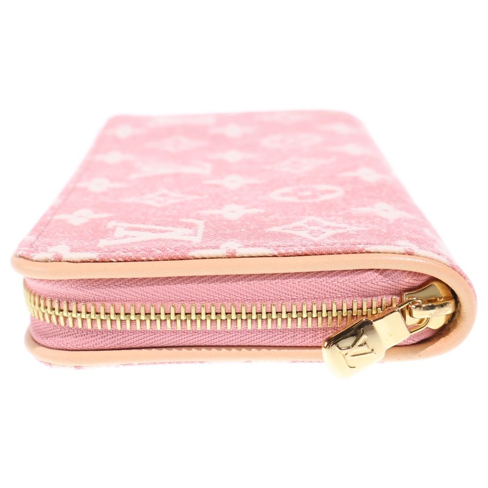 Louis Vuitton Jacquard Denim Zippy Wallet Card Case Pink Leather Gold — view 3