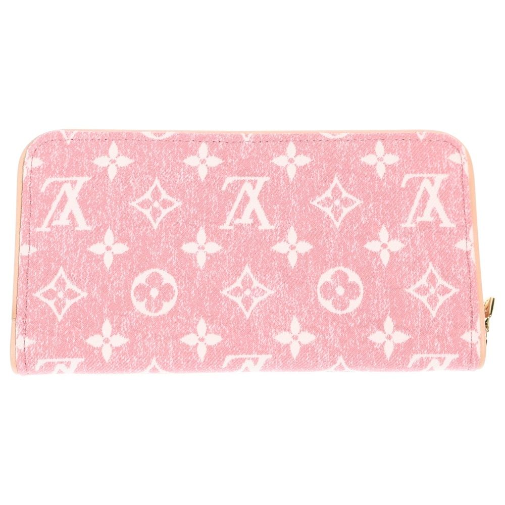 Louis Vuitton Jacquard Denim Zippy Wallet Card Case Pink Leather Gold — view 2