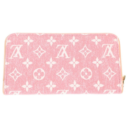 Louis Vuitton Jacquard Denim Zippy Wallet Card Case Pink Leather Gold — view 2