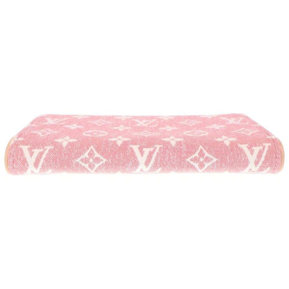 Louis Vuitton Jacquard Denim Zippy Wallet Card Case Pink Leather Gold — view 5