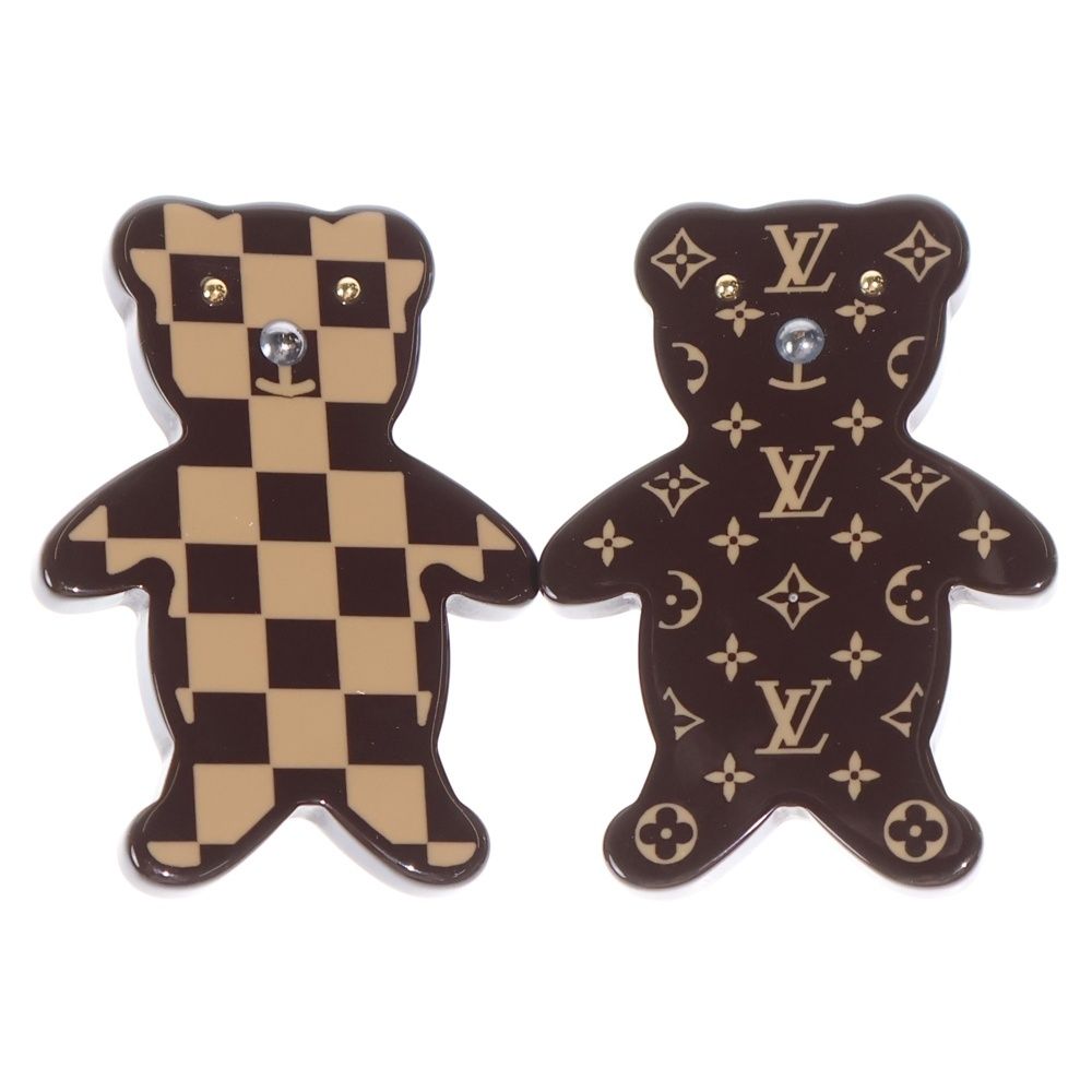 Louis Vuitton Damier Monogram Broche Nunuru Bear Brooch Set Pin Badge Brown