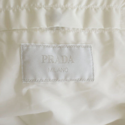 Prada Triangle Logo Technical Poplin Rain Coat Nylon Jacket White — view 6