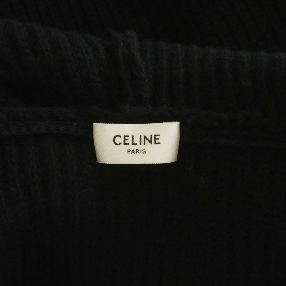 Celine Logo Patch Hoodie Zip Up Knit Black — view 7
