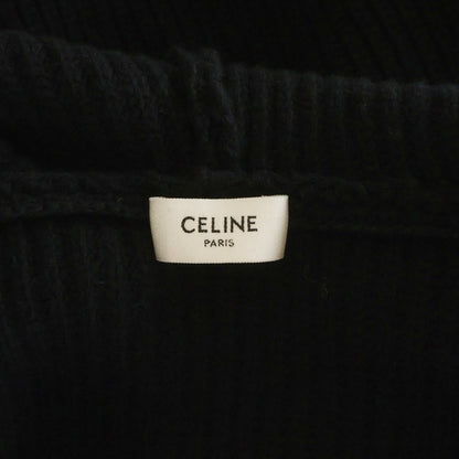 Celine Logo Patch Hoodie Zip Up Knit Black — view 7