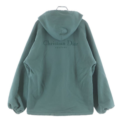 Dior Logo Embroidered Reversible Zip Up Hoodie Green