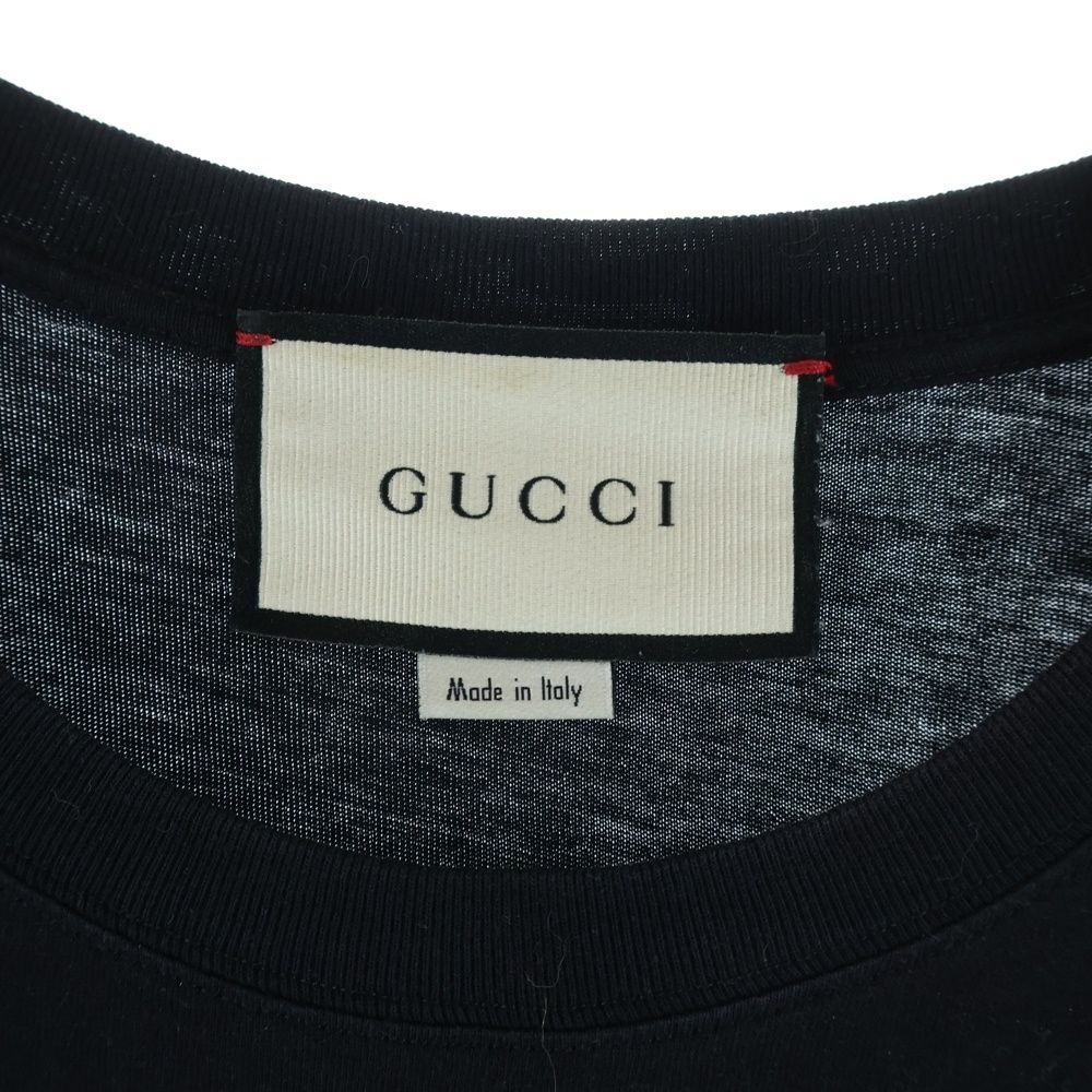 Gucci Cat Embroidery Sherry Line Crew Neck Short Sleeve T-Shirt Black — view 6