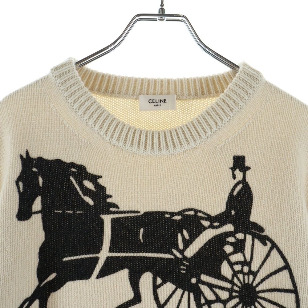 Celine Cashmere Font Logo Crew Neck Knit Sweater Ivory — view 3
