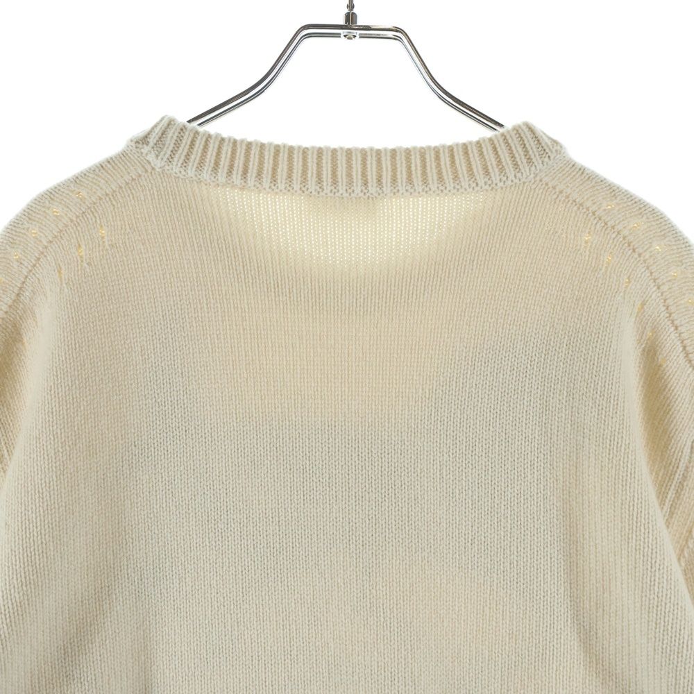 Celine Cashmere Font Logo Crew Neck Knit Sweater Ivory — view 4