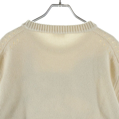 Celine Cashmere Font Logo Crew Neck Knit Sweater Ivory — view 4