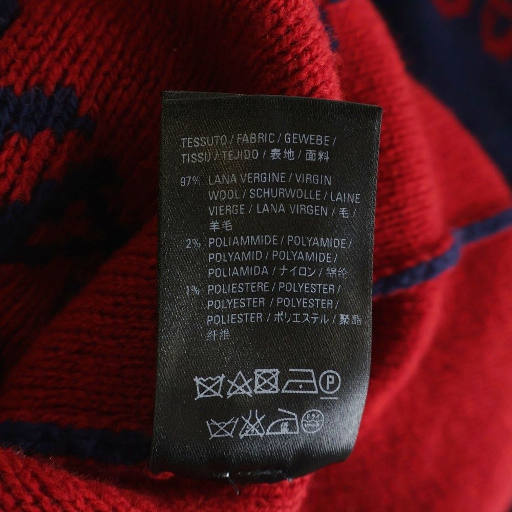 Balenciaga Allover Logo Crewneck Knit Crew Neck Long Sleeve Sweater Navy Red — view 7