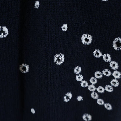 Chanel Floral Embroidery Cashmere Knit Dress Navy Bustier — view 5