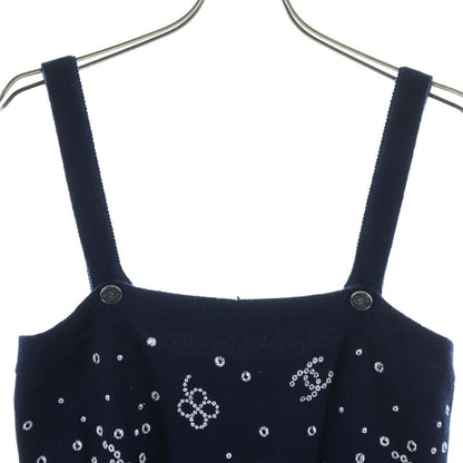 Chanel Floral Embroidery Cashmere Knit Dress Navy Bustier — view 3