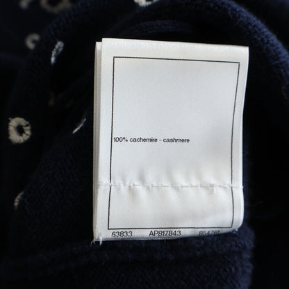 Chanel Floral Embroidery Cashmere Knit Dress Navy Bustier — view 7