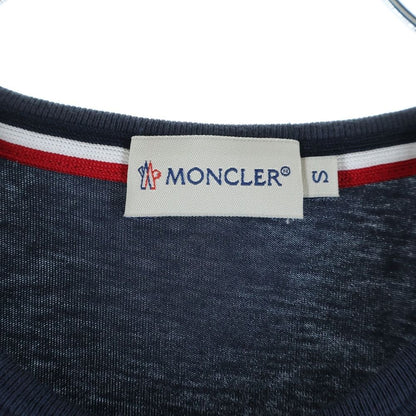 Moncler Front Logo Patch Pique Short Sleeve Polo Shirt Navy — view 7