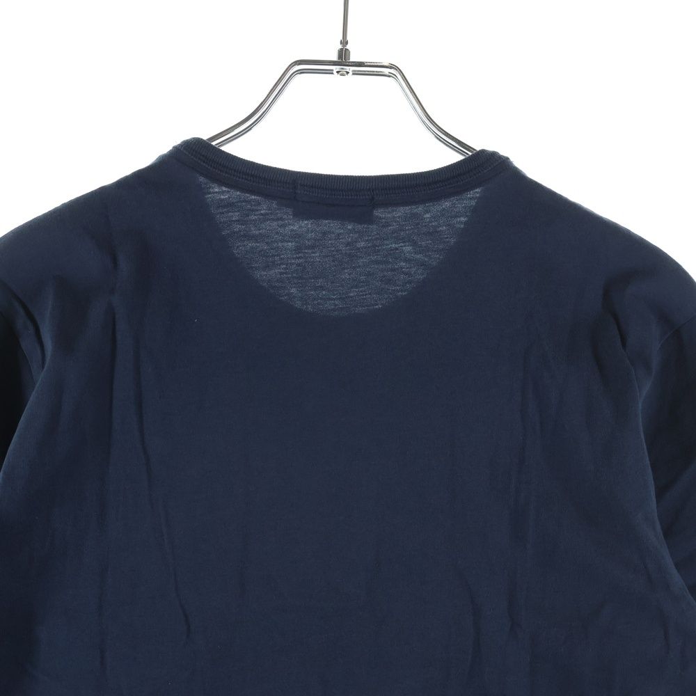 Moncler Front Logo Patch Pique Short Sleeve Polo Shirt Navy — view 4