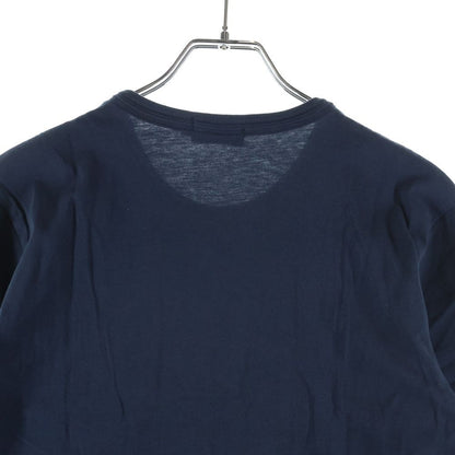 Moncler Front Logo Patch Pique Short Sleeve Polo Shirt Navy — view 4