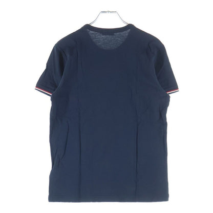 Moncler Front Logo Patch Pique Short Sleeve Polo Shirt Navy — view 2