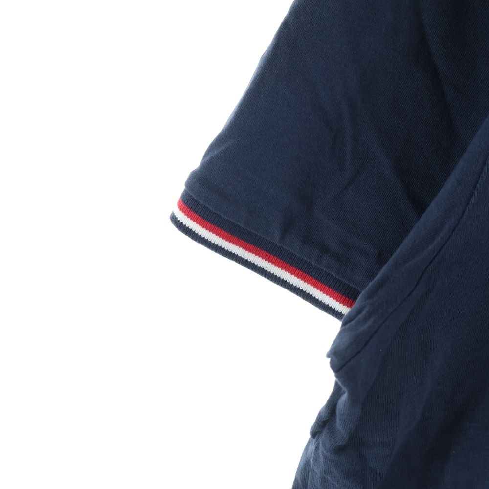 Moncler Front Logo Patch Pique Short Sleeve Polo Shirt Navy — view 6