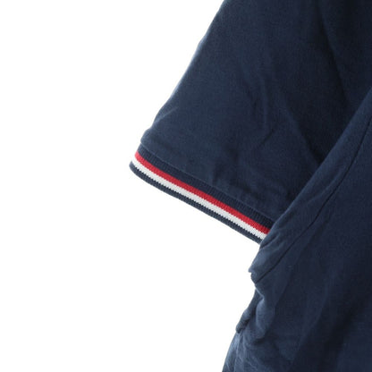 Moncler Front Logo Patch Pique Short Sleeve Polo Shirt Navy — view 6