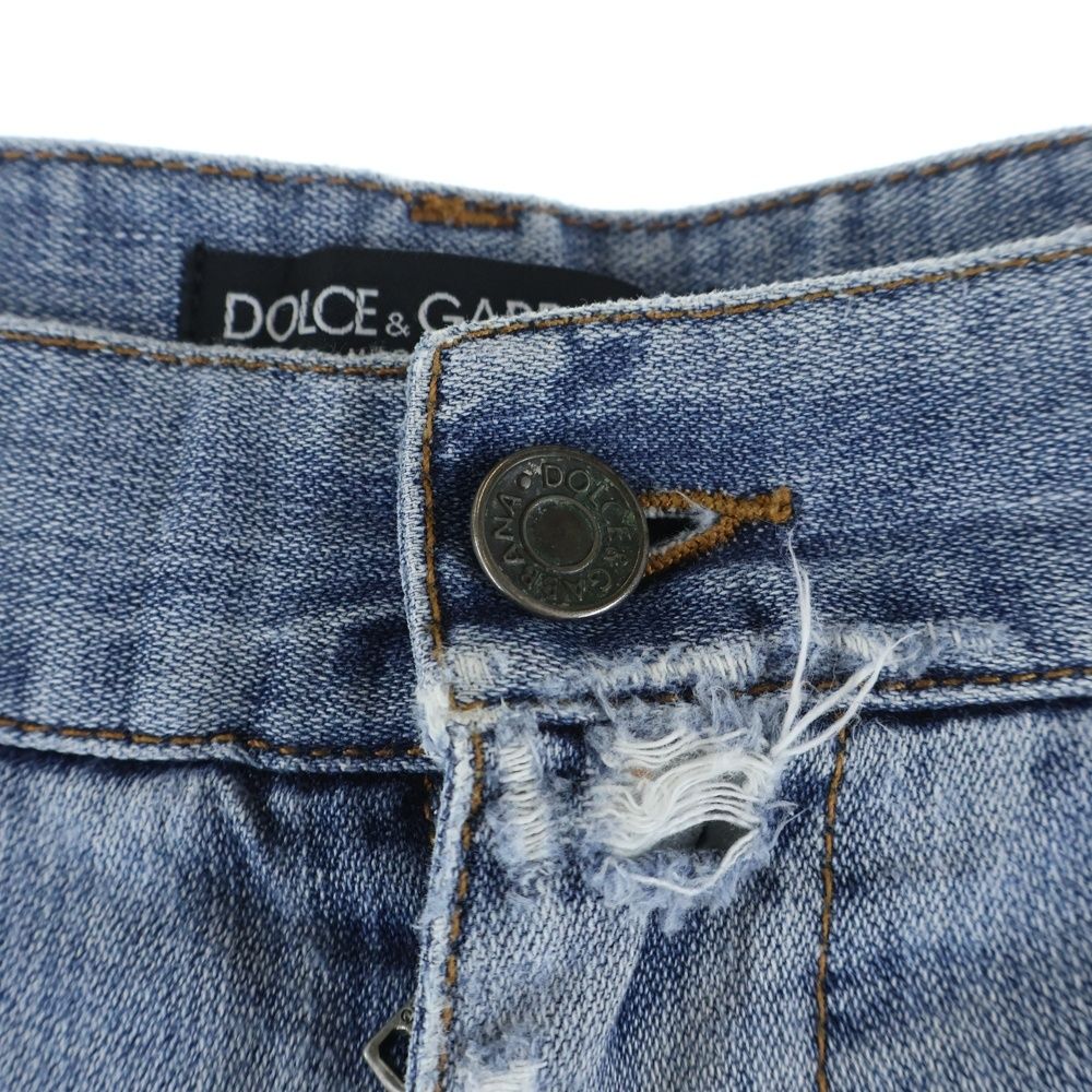 Dolce & Gabbana Crash Distressed Low Rise Denim Pants Y2k Indigo — view 5