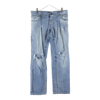 Dolce & Gabbana Crash Distressed Low Rise Denim Pants Y2k Indigo