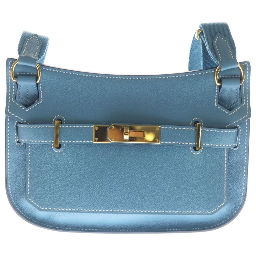 Hermes Gipsiere Mini New Blue Jean Evercolor Leather Shoulder Bag Gold