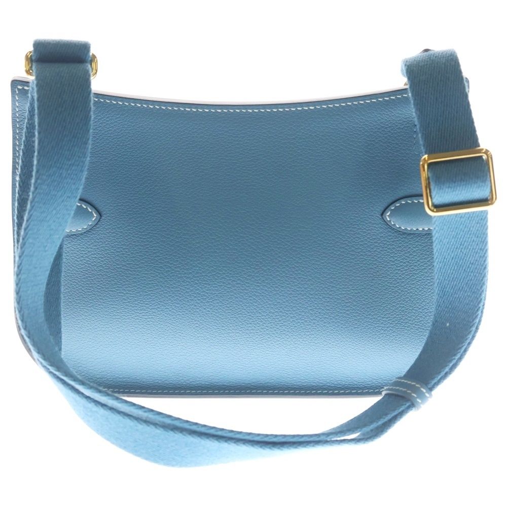 Hermes Gipsiere Mini New Blue Jean Evercolor Leather Shoulder Bag Gold — view 2