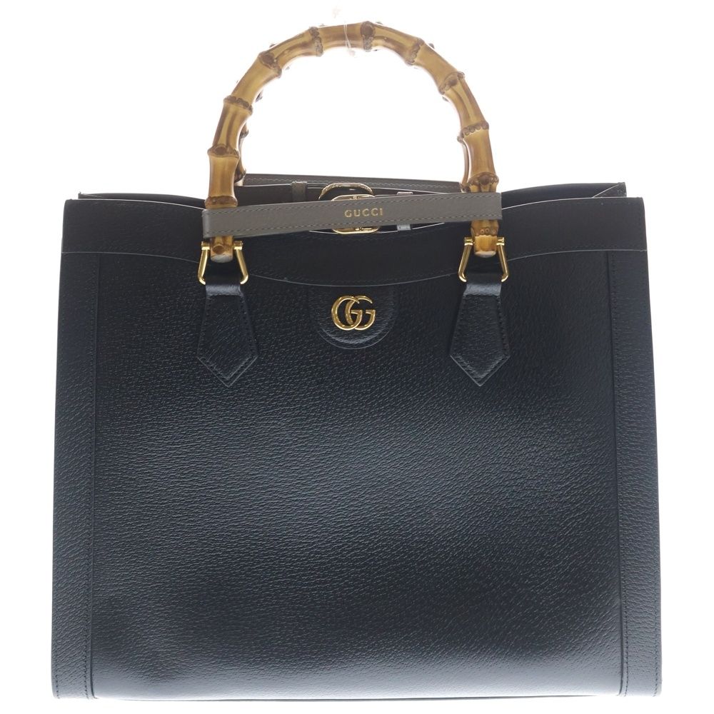 Gucci Diana 2-Way Tote Shoulder Bag Black Leather Gold
