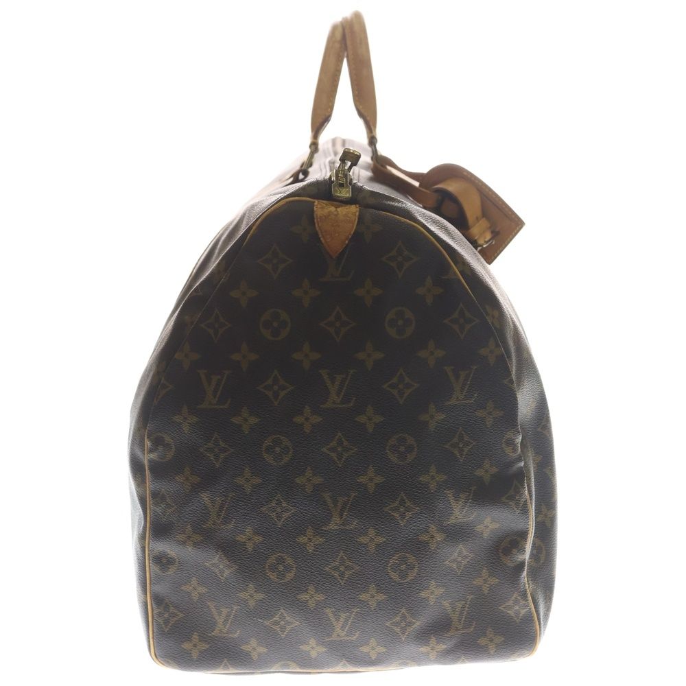 Louis Vuitton Monogram Keepall 60 Boston Bag Brown Leather Gold — view 3