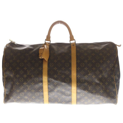Louis Vuitton Monogram Keepall 60 Boston Bag Brown Leather Gold