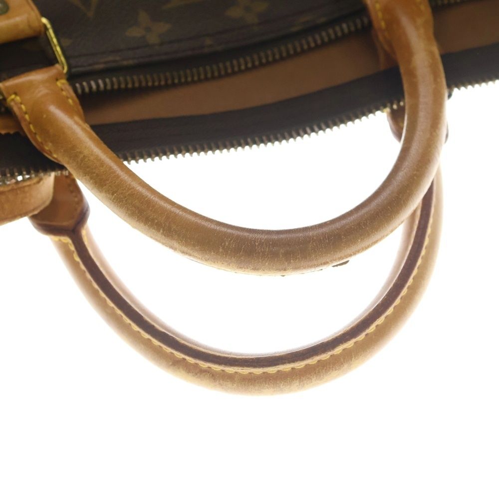Louis Vuitton Monogram Keepall 60 Boston Bag Brown Leather Gold — view 5