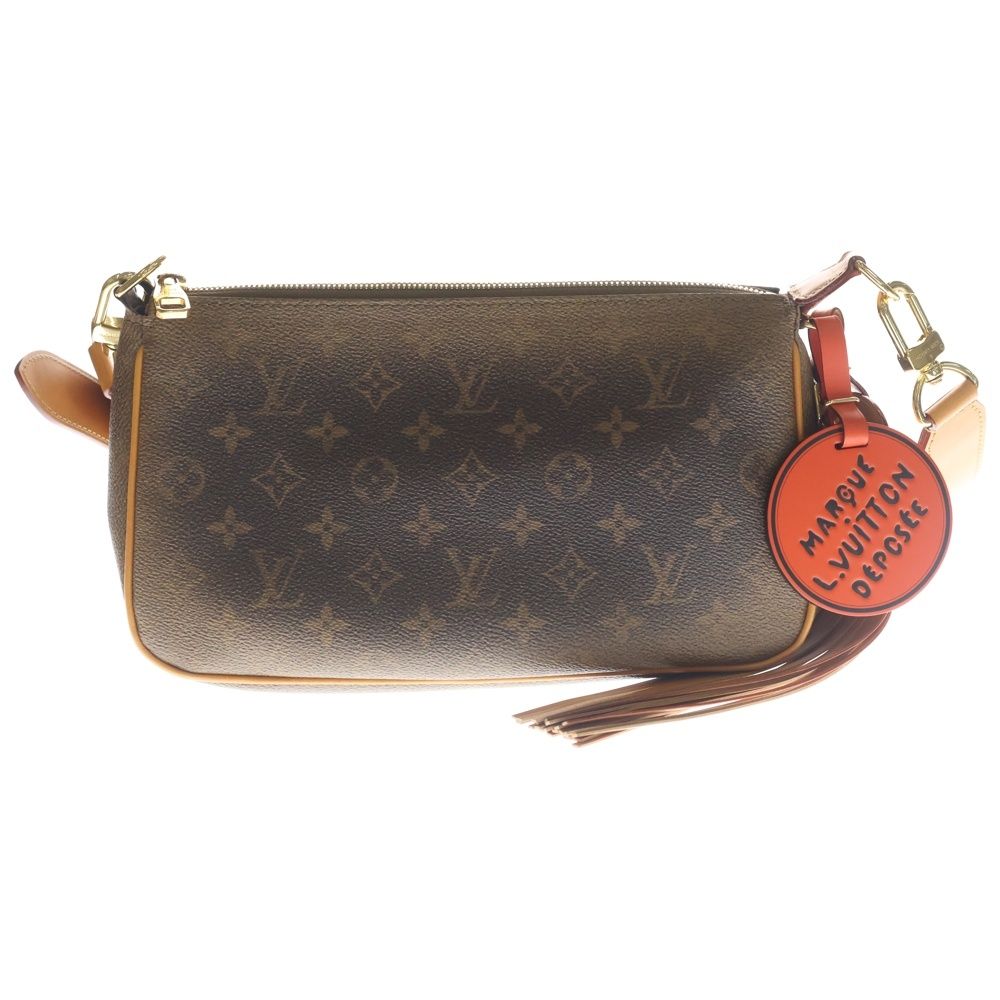 Louis Vuitton Pochette XL Monogram Leather Shoulder Bag Brown