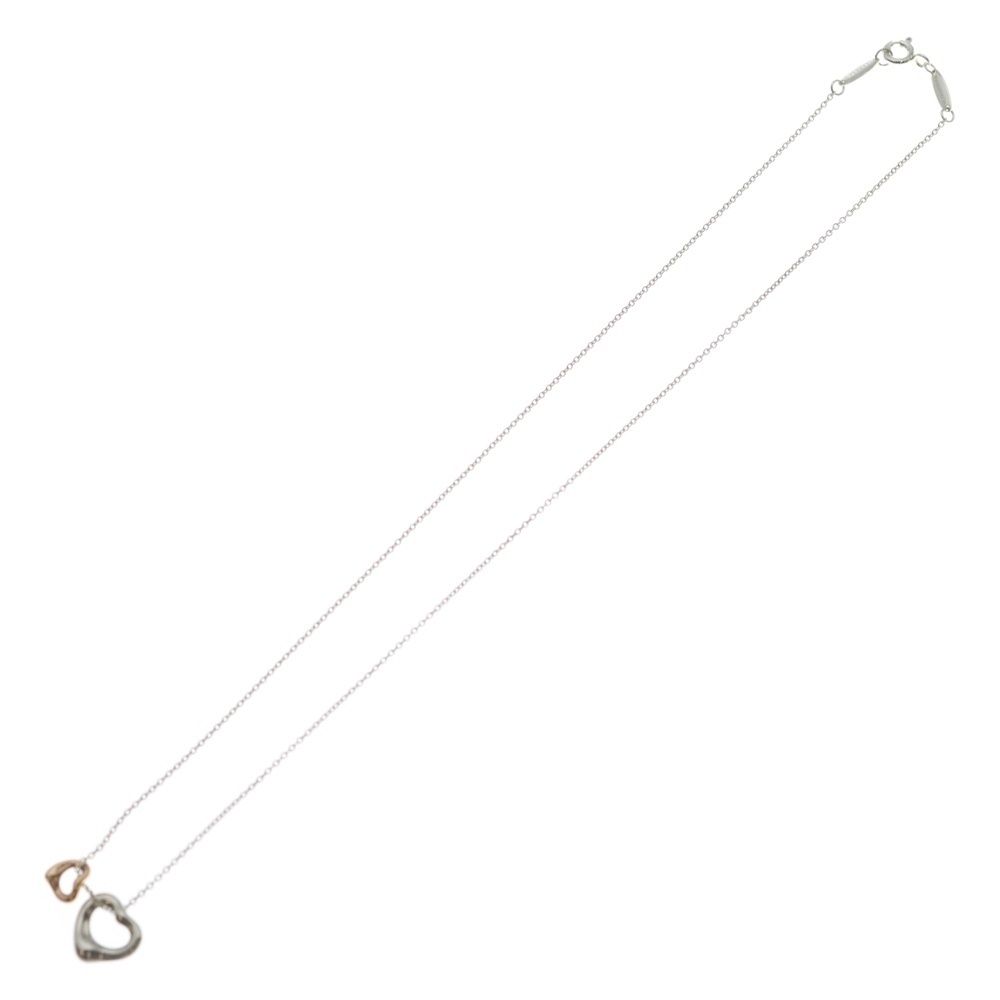 Tiffany & Co Double Open Heart Necklace Pendant Chain Silver Pink Gold — view 2
