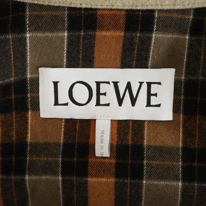 Loewe Anagram Logo Embroidery Cashmere Lining Check Zip Up Jacket Beige — view 7