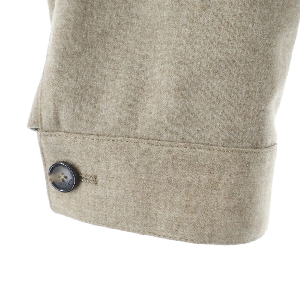 Loewe Anagram Logo Embroidery Cashmere Lining Check Zip Up Jacket Beige — view 6
