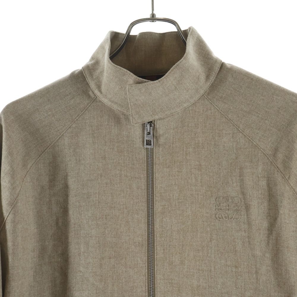 Loewe Anagram Logo Embroidery Cashmere Lining Check Zip Up Jacket Beige — view 3