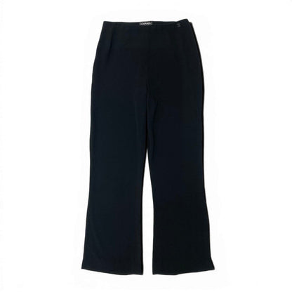 Chanel High Waist Relaxed Pants CC Logo 38 Black Polyester