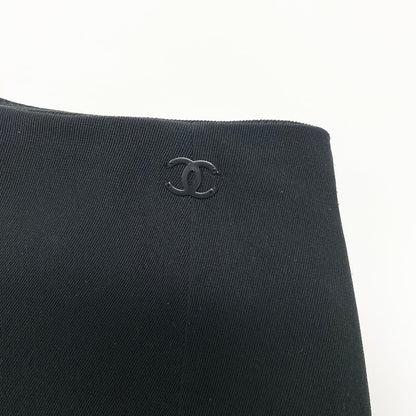Chanel High Waist Relaxed Pants CC Logo 38 Black Polyester — view 6