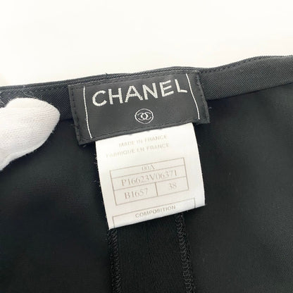 Chanel High Waist Relaxed Pants CC Logo 38 Black Polyester — view 7