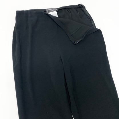 Chanel High Waist Relaxed Pants CC Logo 38 Black Polyester — view 4