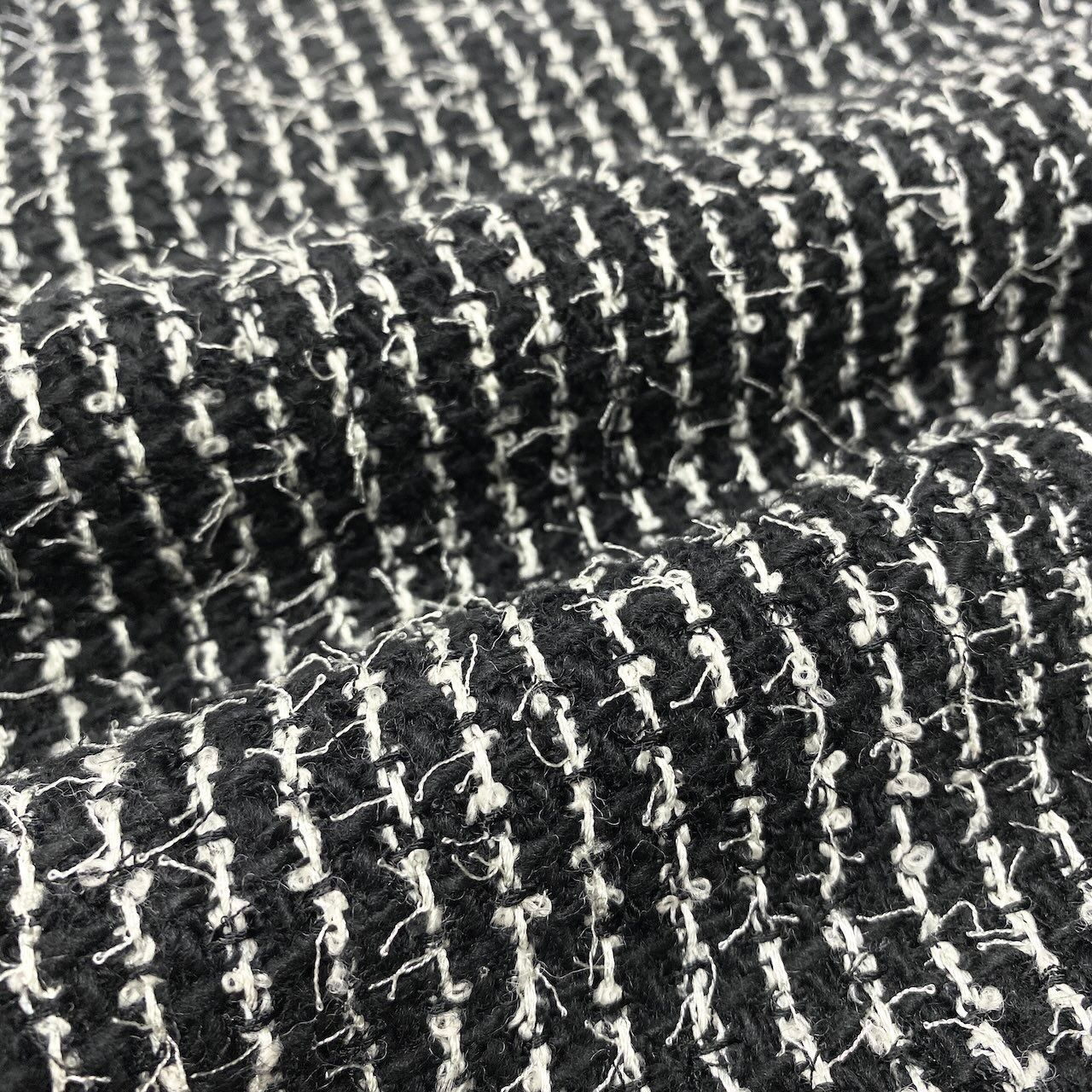 Chanel Tweed Skirt Knee Length Logo Plate 36 Black White — view 7