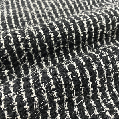 Chanel Tweed Skirt Knee Length Logo Plate 36 Black White — view 7