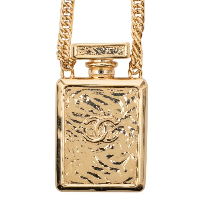 Chanel CC Logo Perfume Bottle Motif Necklace Gold Black Plated 1 — view 3