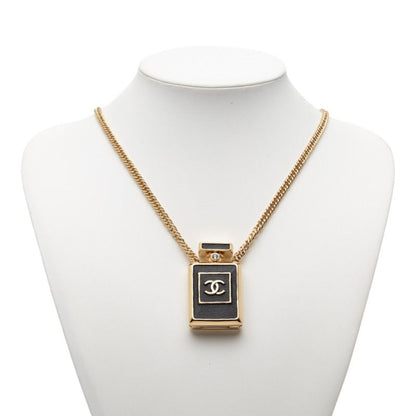 Chanel CC Logo Perfume Bottle Motif Necklace Gold Black Plated 1 — view 7