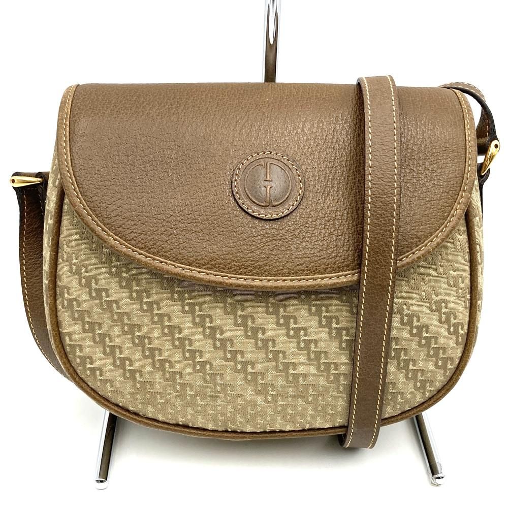Gucci 007 14 Shoulder Bag Canvas Leather Brown Vintage