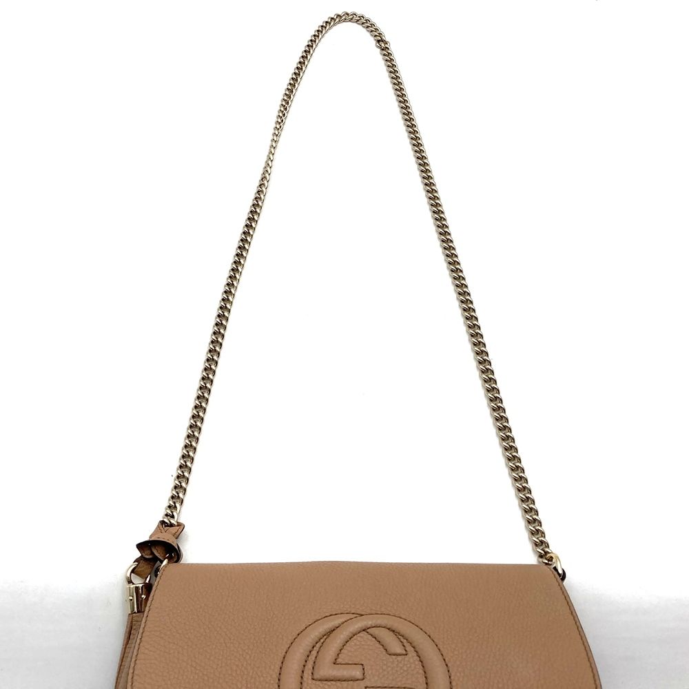 Gucci Shoulder Bag Chain Soho Leather Beige — view 5