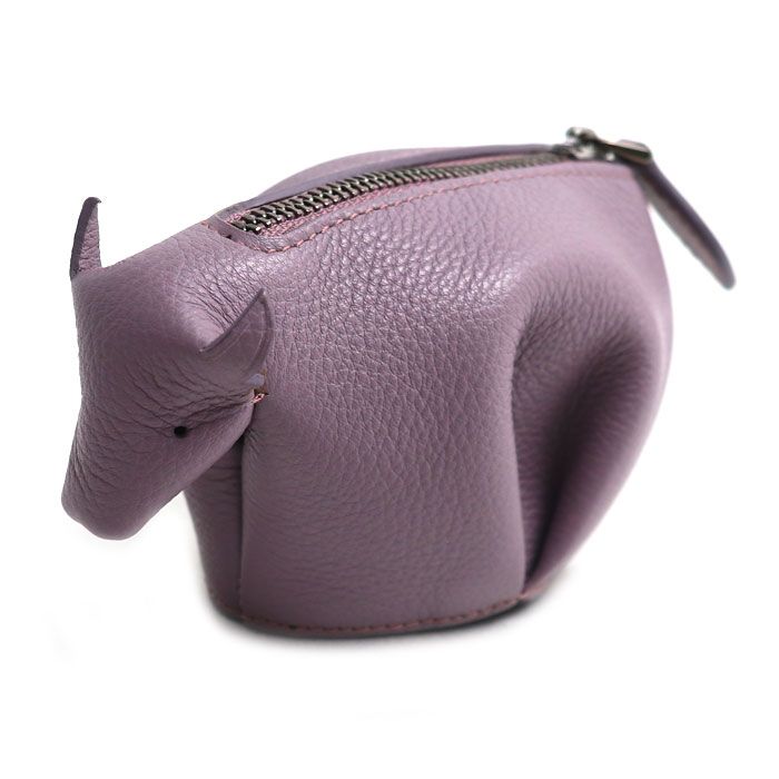 Loewe Animal Cow Motif Coin Case Purple