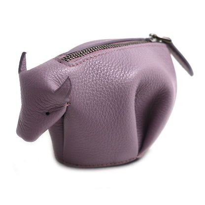 Loewe Animal Cow Motif Coin Case Purple