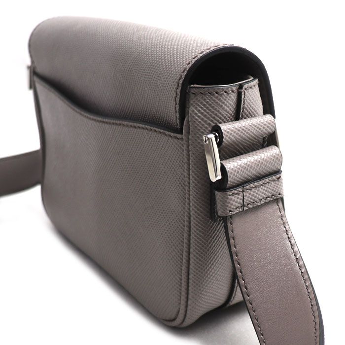 Prada Saffiano Triangle Logo Shoulder Bag Gray — view 2